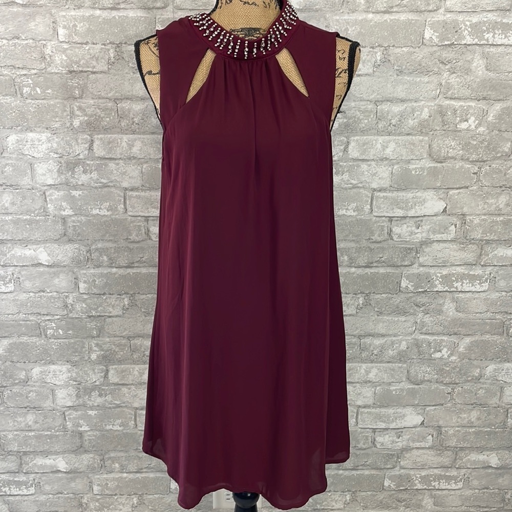 Trixxi Burgundy Beaded Dress